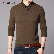 Новая зимняя одежда, шерсть, свитер для молодых мужчин, модная Корейская версия, тонкий v-образный вырез, чистый вязаный свитер, пуловер, высокое качество, для мужчин