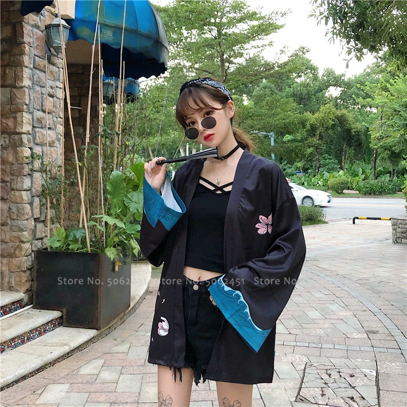 Для женщин Для мужчин японский пары одежда Yukata уличная кимоно Haori пальто самурая кардиган Harajuku Стиль Свободная блузка серия укиё-э куртки