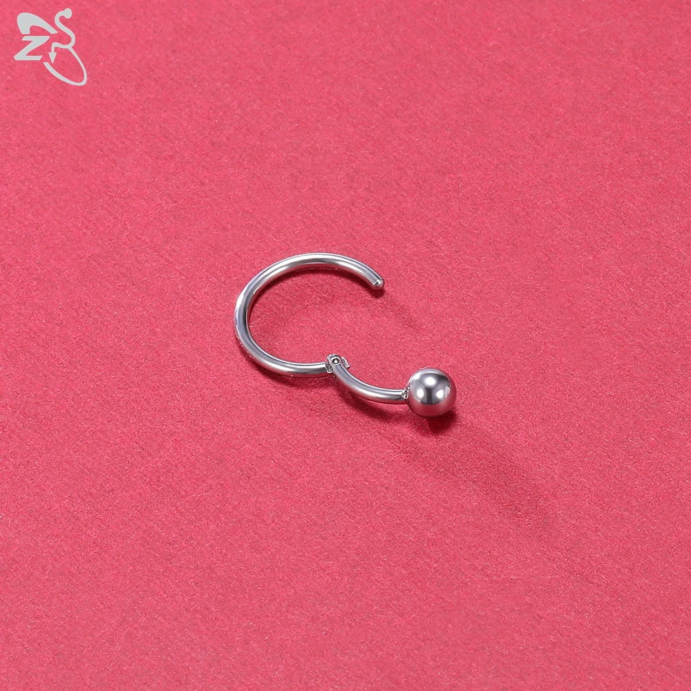 ZS 1 PC Round 316L Stainless Steel Nose Ring 16G Ball Septum Clicker 8/10MM Punk Rock Ear Helix Septum Rings Piercing  Jewelry