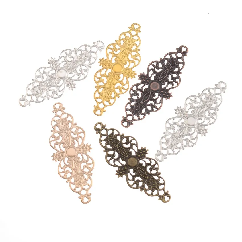 Free shipping 10pcs 6.1x2.4cm Filigree Wraps Metal Crafts Flower Connectors DIY Findings | Украшения и аксессуары