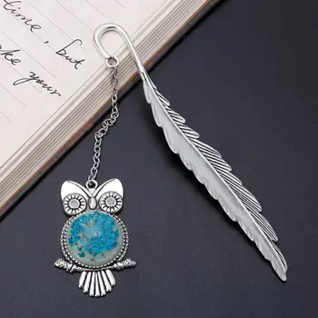 

Glow In The Dark Luminous Book Marker Creative Feather Owl Bookmark Label School Office Stationery