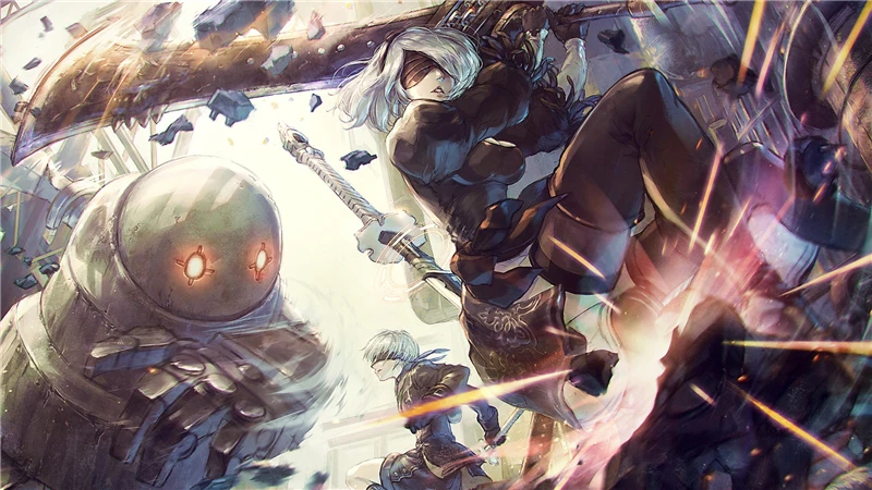 Печать Искусство NieR Automata печать 2B печать плакат 2B Печать на холсте NieR Automata 2B плакат Сексуальная ягодица 2B Йорга 2B печать живопись