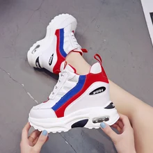 Женские кроссовки; Новая Осенняя обувь на платформе; дышащая обувь, увеличивающая рост; женская модная прогулочная обувь