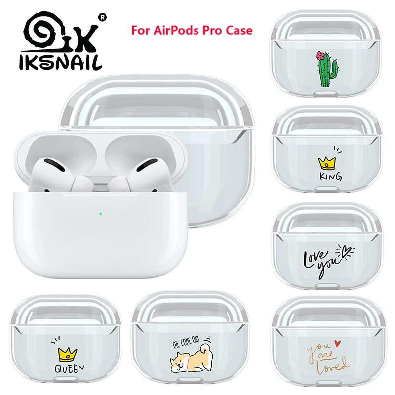 IKSNAIL Прозрачный чехол для AirPods Pro Чехол Крышка из твердого поликарбоната Bluetooth
