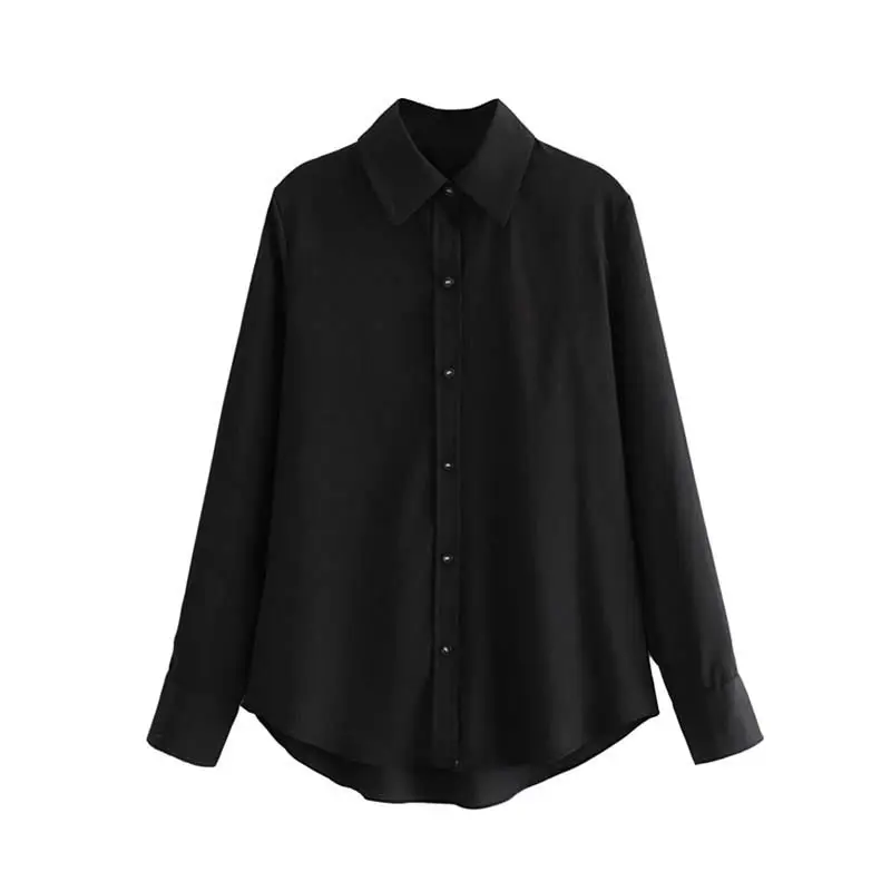 

2019 fashion lapel collar long sleeve elegant blouses blusas vintage stylish office lady basic solid Irregular tops women shirts