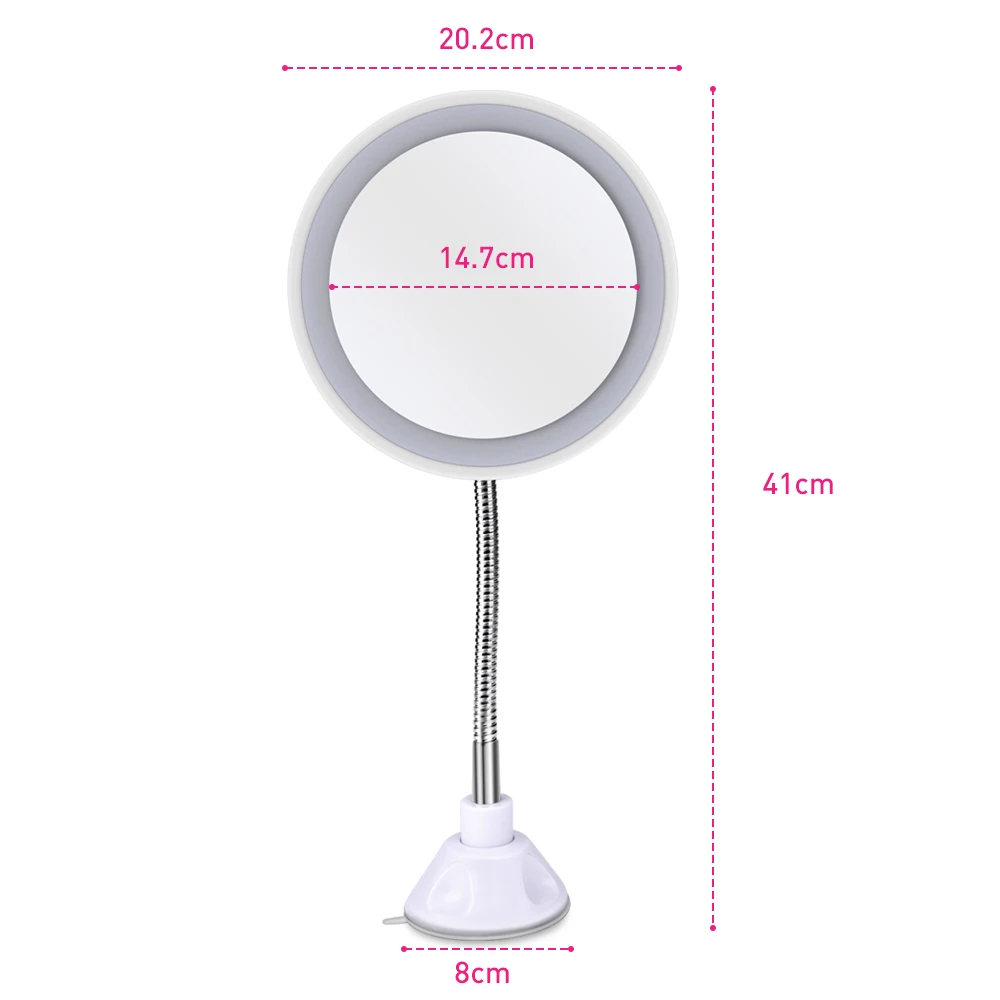 360 градусов вращение 10X увеличительный, светодиодный макияж зеркало Гибкая лампа складной туалетное Зеркало Косметическая Красота настольная ванная комната