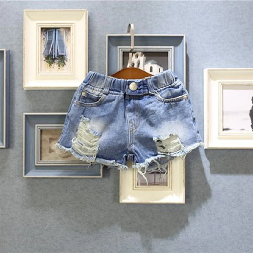 Short Jean Fille Femme Taille élastique - Coupe Décontractée, Confortable, Léger - Avec Poches - Couleur Unie