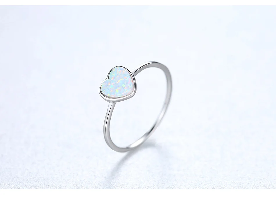 Gem&Time Cute Multicolor Heart Fire Opal Ring Sterling 925 Silver Ring For Women Wedding Band Charm Bague Femme Fine Jewelry  (2)