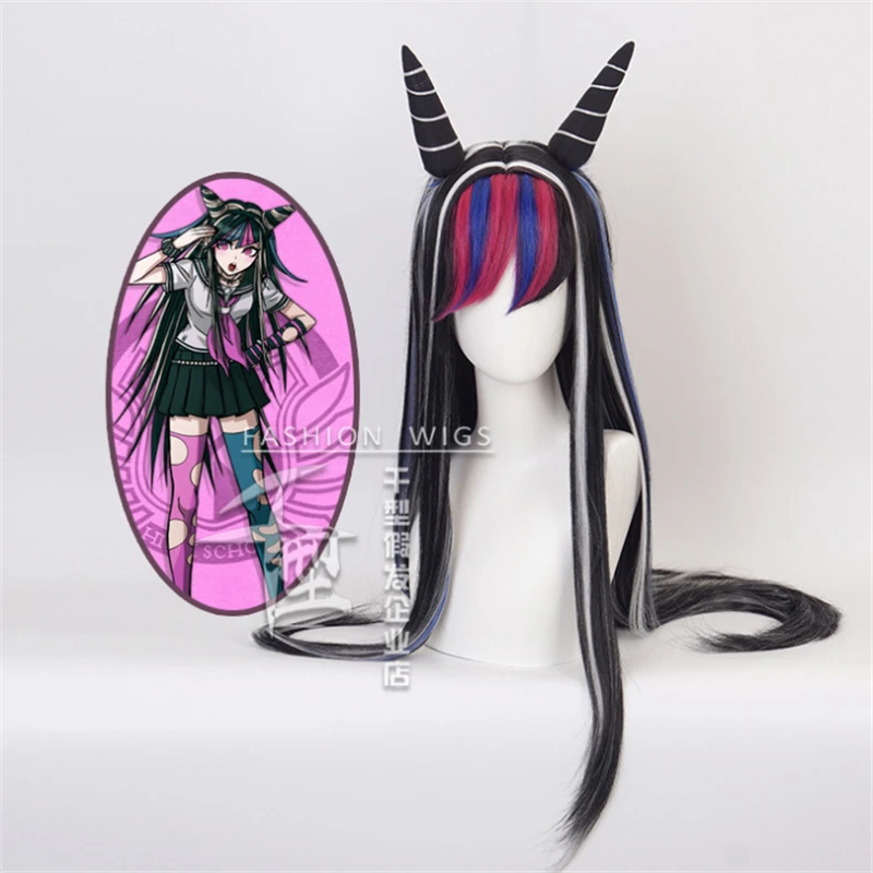 100 см Danganronpa: Trigger Happy Havoc Косплей парики Mioda Ibuki играя короткие красочные длинные