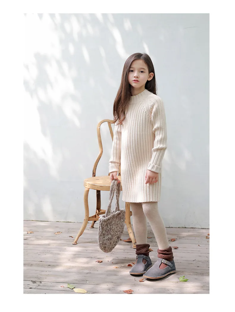 Коллекция года, осенне-зимний пуловер для маленьких девочек длинный свитер для девочек модная Базовая рубашка для родителей и детей платье-свитер с высокой эластичностью#8009