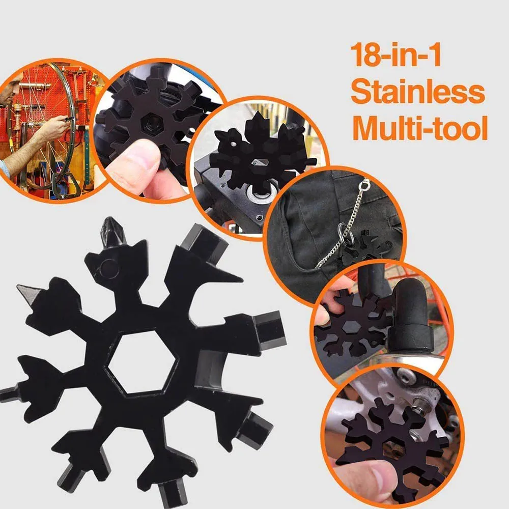 Snowflake Multi Tool 18-in-1 Snowflake Multi Tool Outdoor Camping Travel Camping Adventure Daily Survival Tools Stainless Screwdriver Bottle Opene