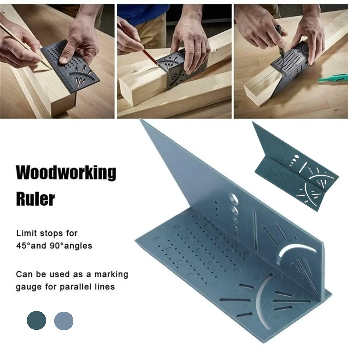 

100mm Woodworking Angle Scribe Mark Line Gauge & Rule Mitre T-Type Ruler Carpenter Measuring Outdoor Tool