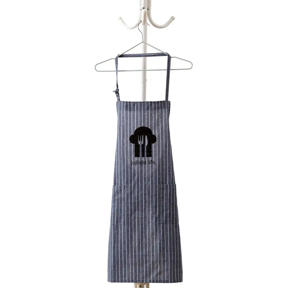 as pic show Strip Hanging Neck Aprons With 2 Pockets Woman Adult Bibs Home Cooking Baking Coffee Shop Cleaning Aprons Kitchen Accessory - Цвет: as pic show
