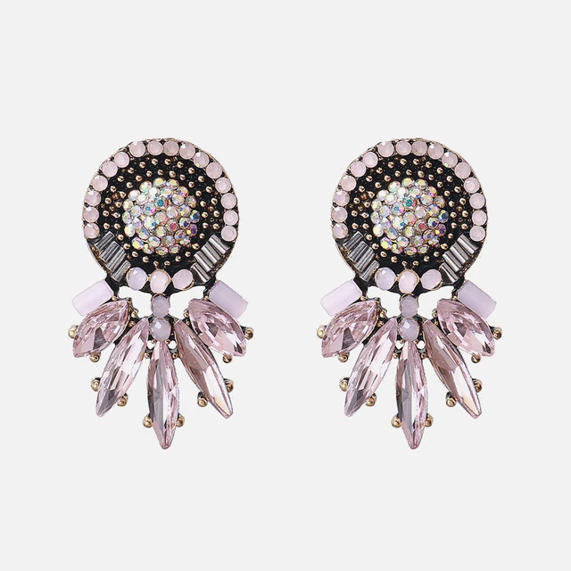 Ztech New Korea Fashion Pink Resin Beaded Drop Earrings For Women Girls ZA Wedding Jewelry 30 Designs Dangle Statement Bijoux E1149