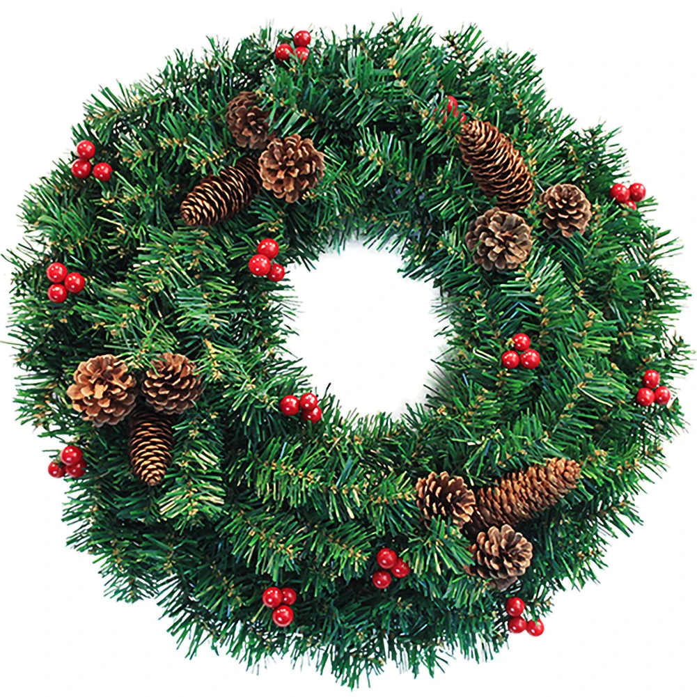 

16/20 Inch Artificial Spruce Christmas Wreath with Pine Cones, Red Berries, Green