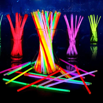 

100 Pcs Party Fluorescence Light Glow Sticks Bracelets Necklaces Neon For Wedding Party Glow Sticks Bright Colorful Glow Sticks