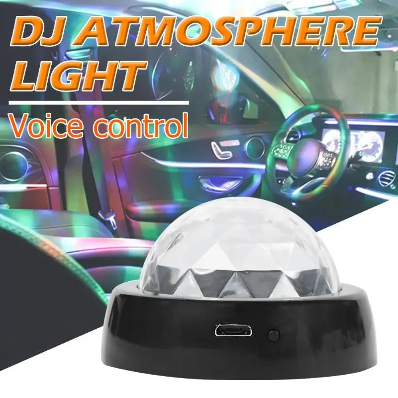 

USB Rechargeable Mini Magic Ball Flashing RGB LED Car DJ Light Auto Lamp