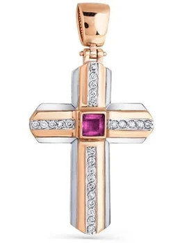 

Master brilliant cross with Ruby and diamonds in red gold