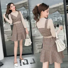 Осенний и зимний комплект из двух предметов для похудения, юбка с длинным рукавом, Трикотажная майка с низкой талией, облегающая талию, камзол, шерстяной плед, рыбий хвост Dr