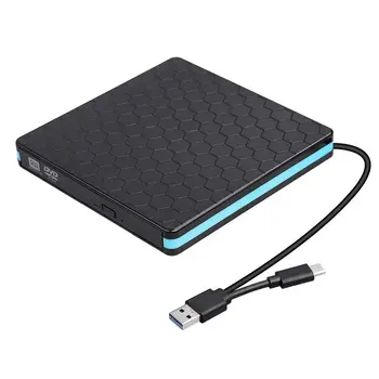 

Promotion--USB-C+USB3.0 2-In-1 DVD Drive External CD DVD Drive Superdrive External CD DVD+/- RW Burner Optical Drive Compatible