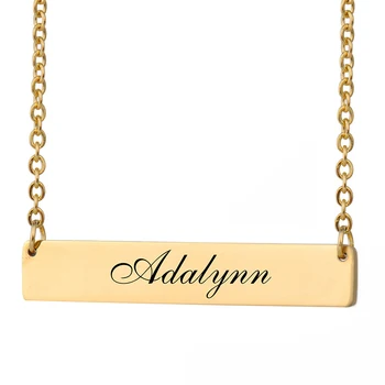 

Custom Nameplate Necklace Women Name Adalynn Bar Pendant Best Friends Jewelry Birthday Gifts Stainless Steel Size 40 X 7mm