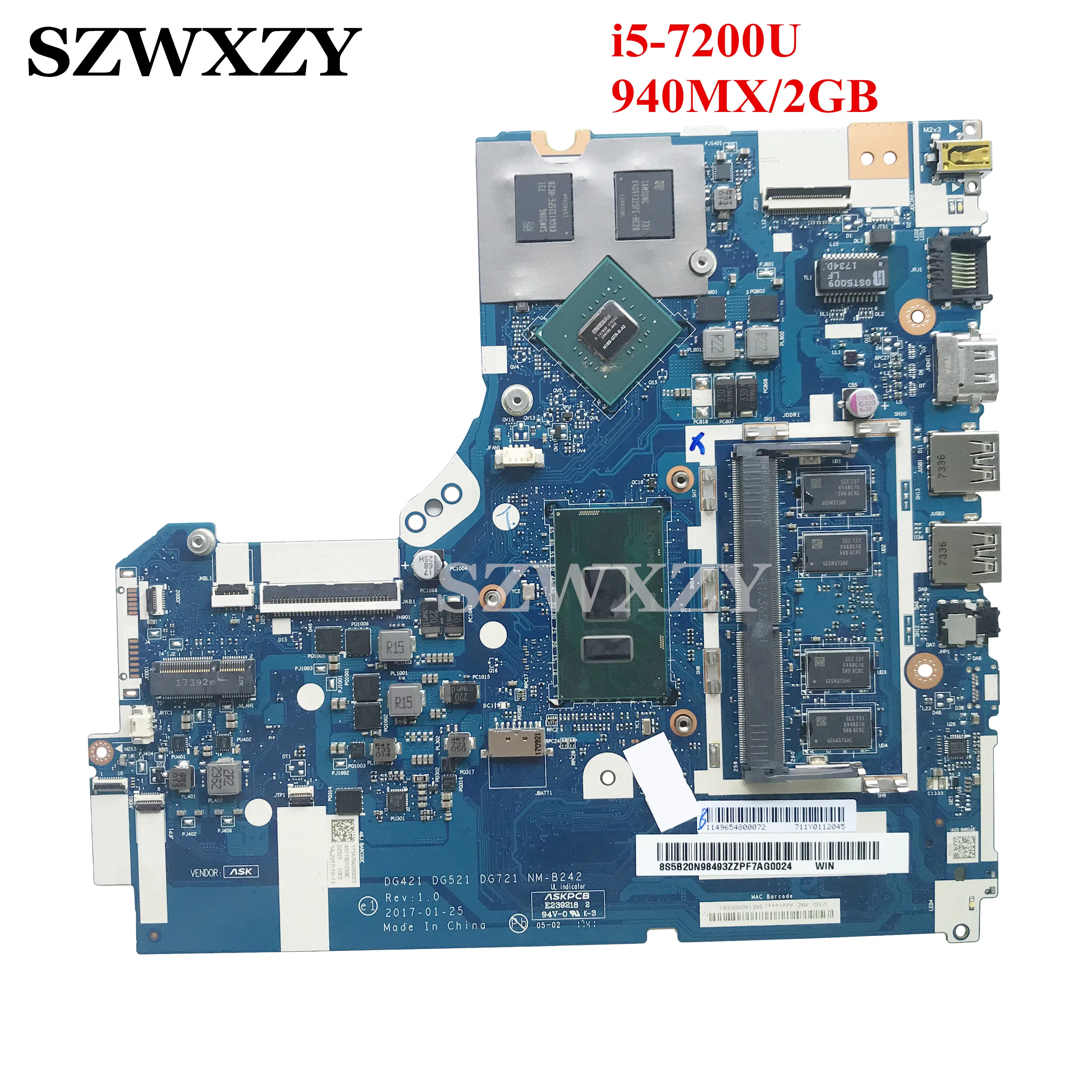 Для Lenovo 310-15ISK материнская плата для ноутбука с i5-6200U CPU VGA (2G) DDR (4G) 5B20N87016 NM-A751