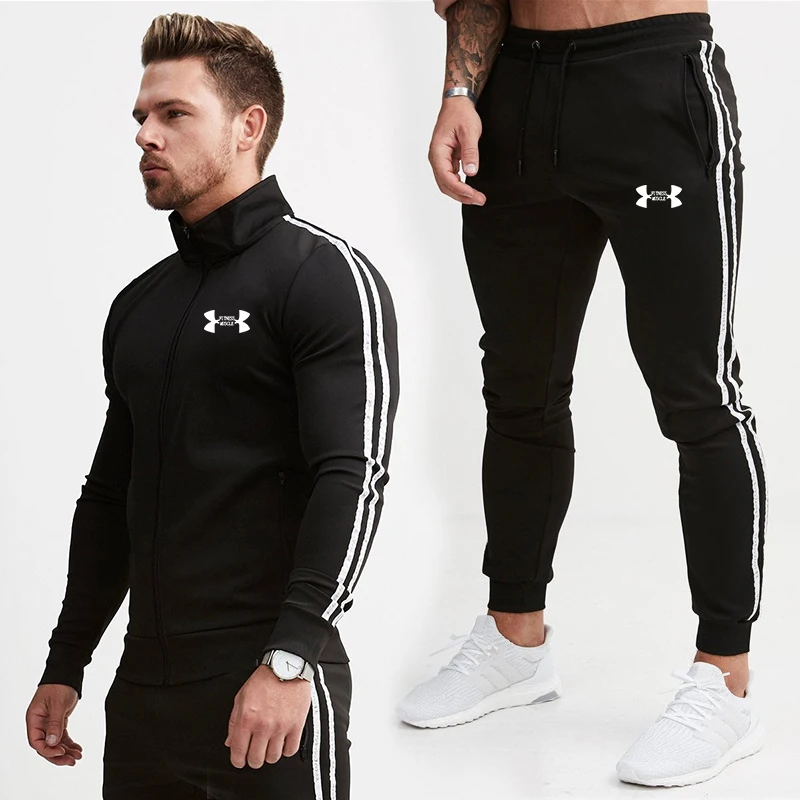 

2019 New fashion Print Men Sport Set Spring Tracksuit long Sleeve Hoodie Sweatshirt GYM Fitness Pants Workout Running Suit