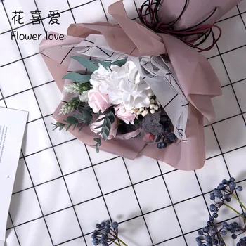 

20pcs Grid Pattern Reversible Flower Wrapping Paper Waterproof Flower Bouquet Wrapping Paper