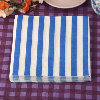 

33 X33cm- 80pcs Blue Stripe Print Napkin Birthday Wedding Placemat Hotel Cup Paper