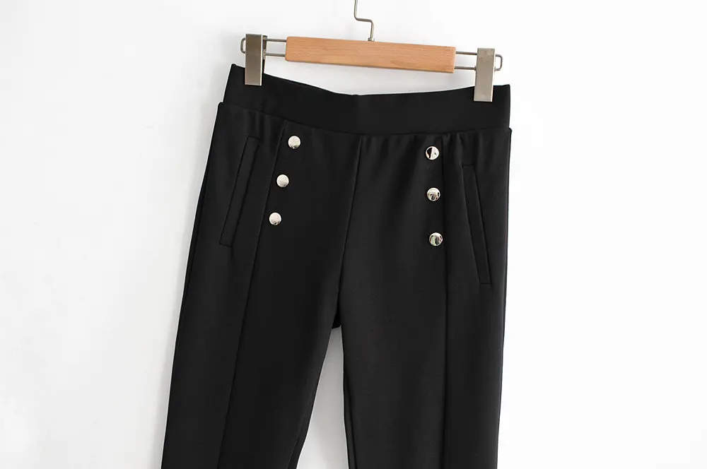 Увядшие осенние брюки Женские Английские простые двойные однобортные леггинсы обтягивающие Панталоны mujer pantalon femme брюки женские