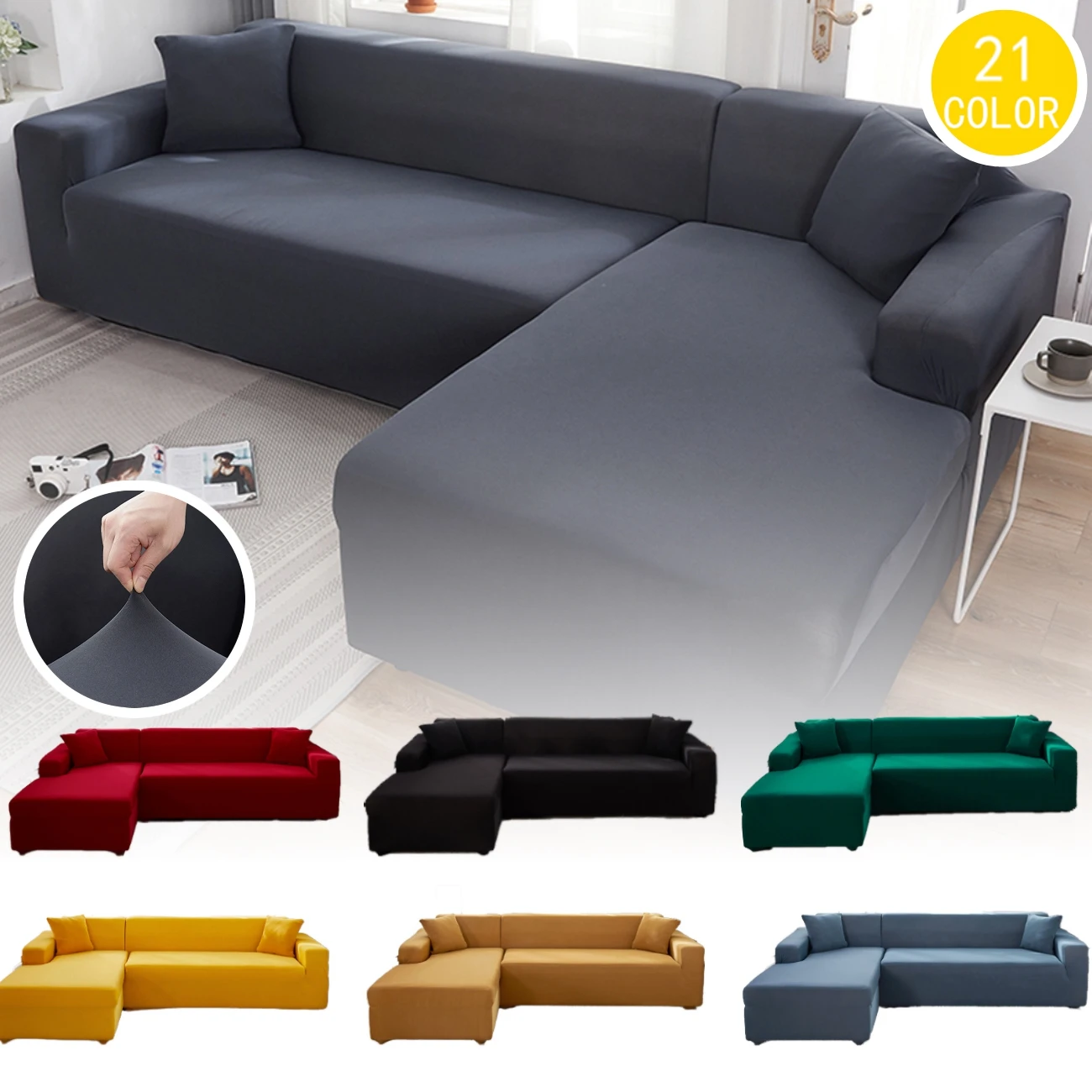 Stretch Corner Sectional Sofa Cover Chaise Longue Chair 2 3 Seater L Shape  Covers For Couch Protection Extensible Elastic - Sofa Cover/slipcover -  AliExpress