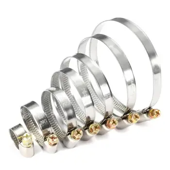 

5Pcs/set Pipe Clamps Stainless Steel Hose Clips Fuel Hose Pipe Clamps Worm Drive Durable Anti-oxidation