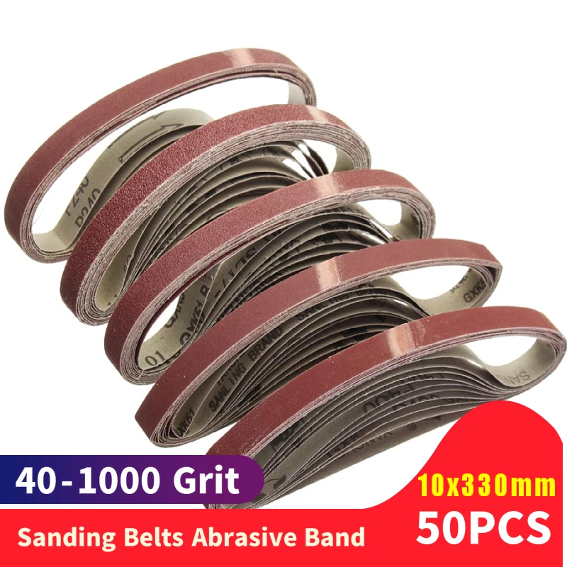 50Pcs 330*10MM Sanding Belts 40-1000Grits Sandpaper Abrasive Band For Sander Belt Tool Metal Polishing | Инструменты