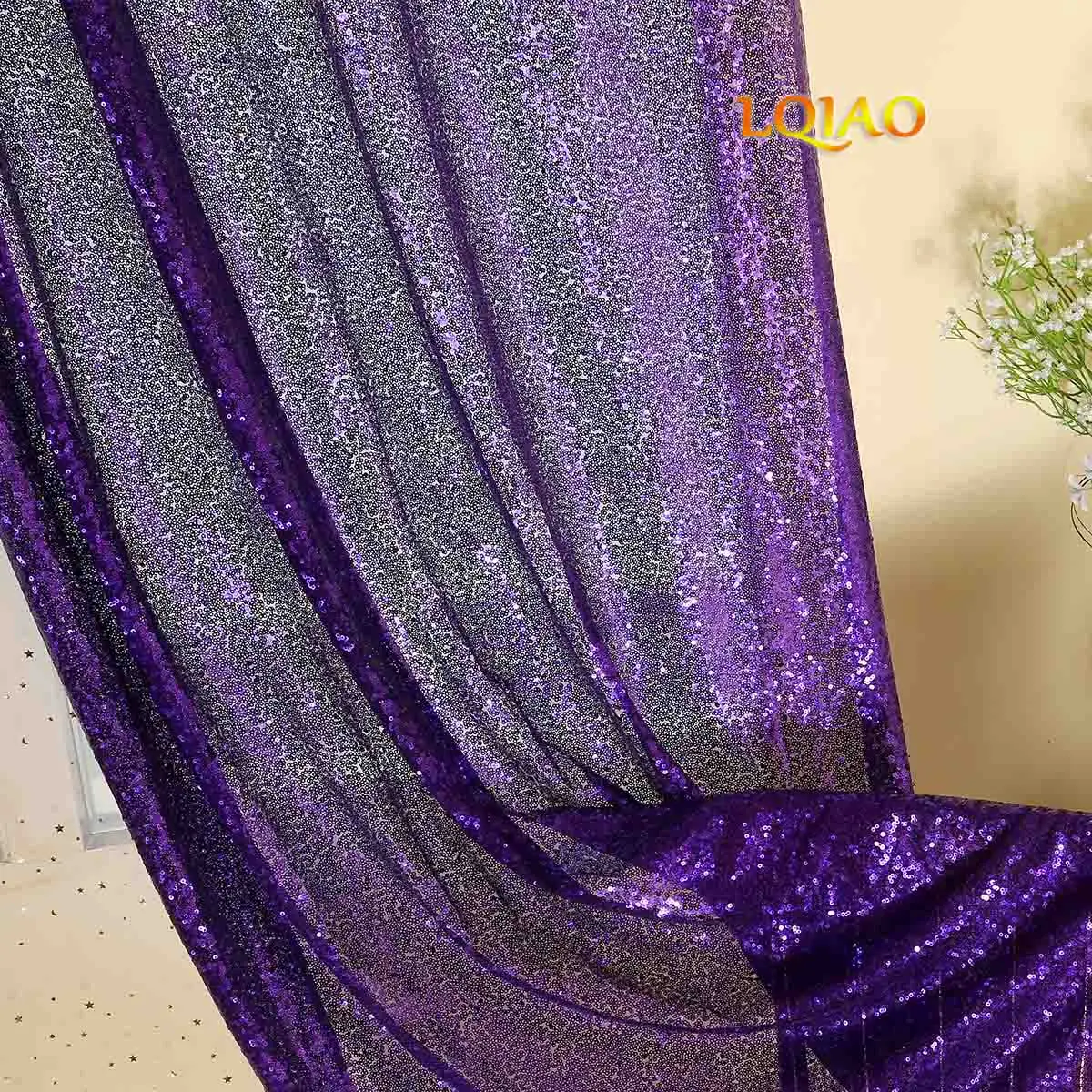 Purple LQIAO блесток проходы пол Бегун-белый 4FTX15FT Свадебный прохода бегун Серебряный ковер из блесток бегун для романтического свадебного украшения - Цвет: Purple