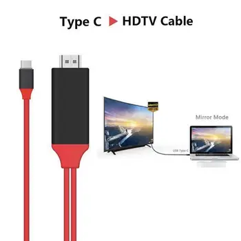 

100pcs/lot HDMI Cable 4K 2M USB 3.1 Type C to HDMI Cable 30Hz HD Extend Converter USB-C for MacBook for Samsung S8