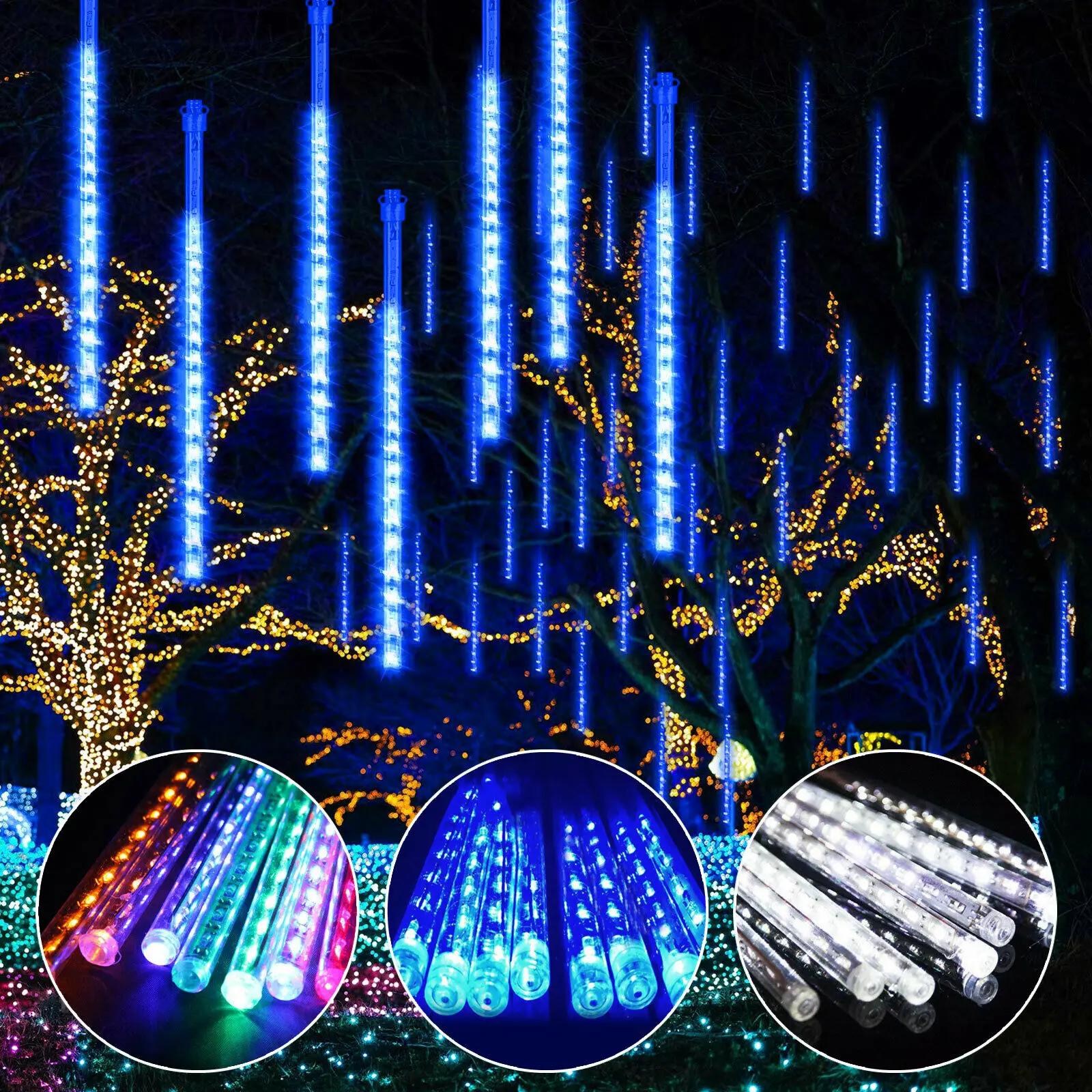 

Garden Chandelier Waterproof Meteor Shower LED String Lights New Year 30/50/80cm 8 Tubes LED String Garland Wedding Party Decor