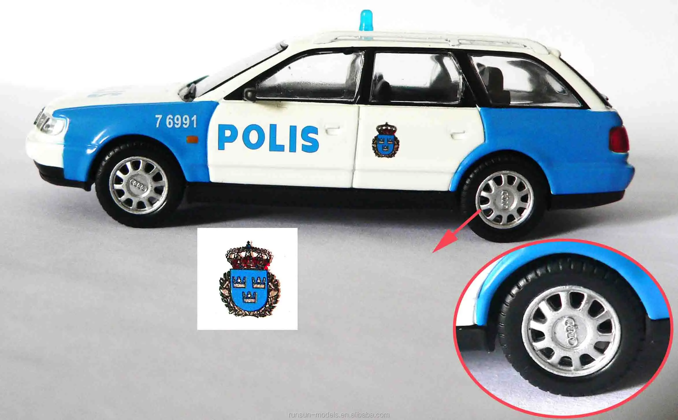 Ist Diecast Model Car PM49 Audi A6 Avant Polis Sweden Police 1:43 