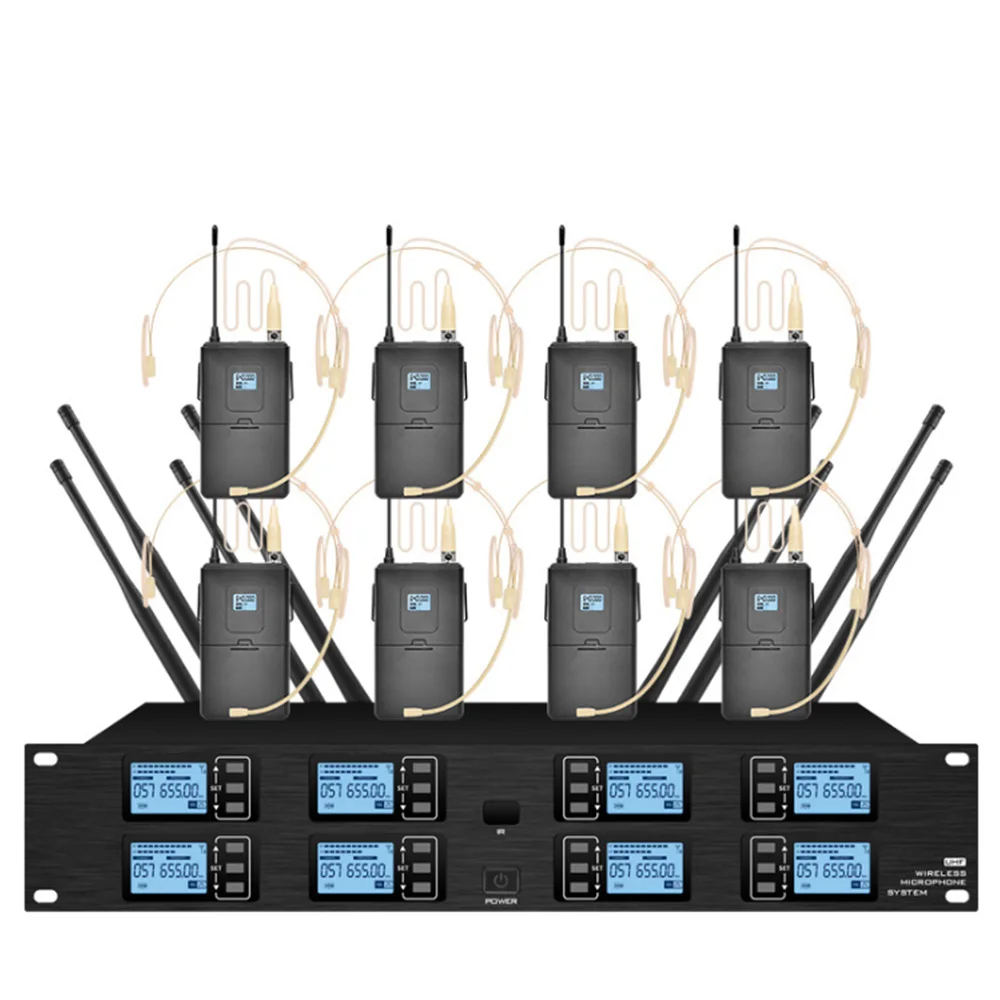 Professional wireless microphone system 8 head-mounted condenser microphones for stage performance microphone wireless 