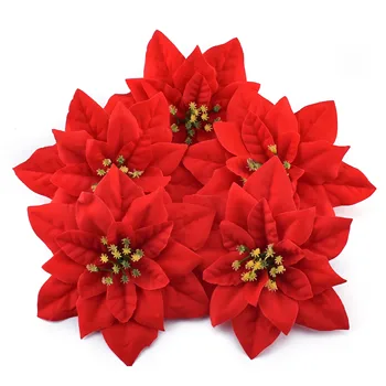 

15cm Large Artificial Gold ,Silver,Red Rose Flower Heads For Home Wedding Decoration DIY Christmas Tree Silk Flowers
