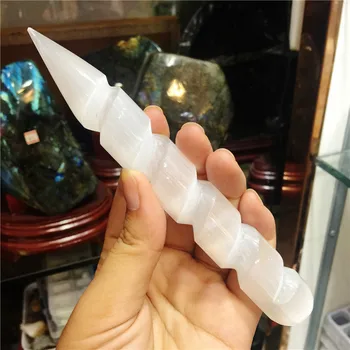 

Selenite Crystal Wand Healing Massage Spiral Polished Log Stick Gypsum Cleanse As Gifts 1pcs