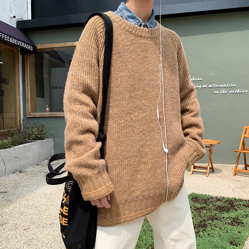 Winter New Sweater Men Warm Fashion Solid Color Casual O-neck Sweater Pullover Man Streetwear Wild Loose Long-sleeved Sweater Winter New Sweater Men Warm Fashion Solid Color Casual O-neck Sweater Pullover Man Streetwear Wild Loose Long-sleeved Sweater