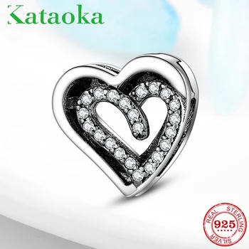 

Hearts shape clear CZ New 925 Sterling Silver charm Clips Beads for Jewelry making Fit Original reflexions Bracelet