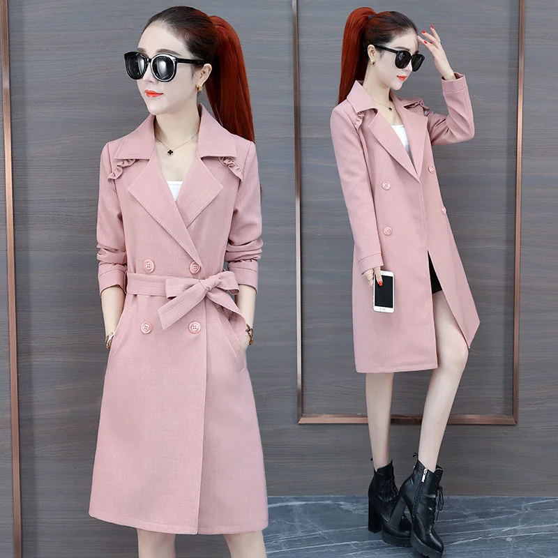 

Trench Coat Women's Mid-length 2019 New Style Early Autumn Clothing Short-height Elegant Overcoat Spring And Autumn Slimming Coa