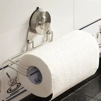 

Stainless Steel No Punching Tissue Holder Sucked Type Paper Towel Rack Tissue Organizer Storage Rack