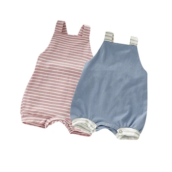 

Newborn Kids Baby Girl Boy Rompers Summer Stripe Bib Playsuit Outfits Clothes 0-3Y