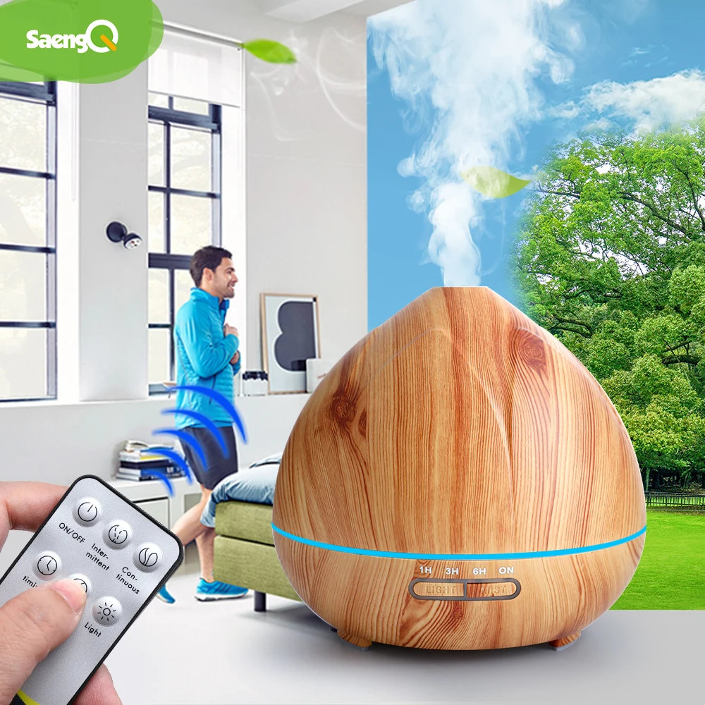 

saengQ Electric Humidifier Aroma Diffuser Air Humidifier Remote Control Cool Mist Maker Fogger Essential Oil Diffuser LED Lamp