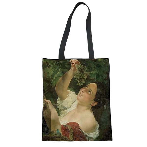 Известный Ван живопись женские парусиновые сумки для покупок Повседневная Экологичная, вместительная сумка с большим плечом универсальная летняя дамская сумочка с маслами Bolsas - Цвет: LMZY2012Z22