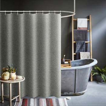 

Imitation linen shower curtain Hotel bathroom toilet partition curtain polyester non-perforated waterproof thickening curtain