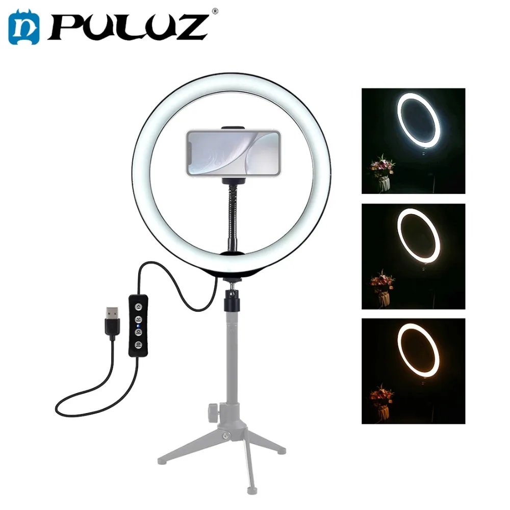 PULUZ Vlogging Youtube Vlog видео Поддержка Стенд штатив+ Прямая трансляция двойной телефонный кронштейн+ 6,2 дюймовый светодиодный кольцевой светильник комплекты