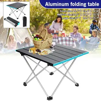

S/M/L High Quality Aluminium Alloy Portable Foldable Camping Table Folding Computer Desk Bed Table Outdoor Furniture for Camping